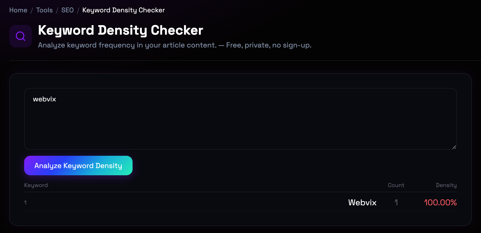 How to use Keyword Density Checker online — free, fast, and private